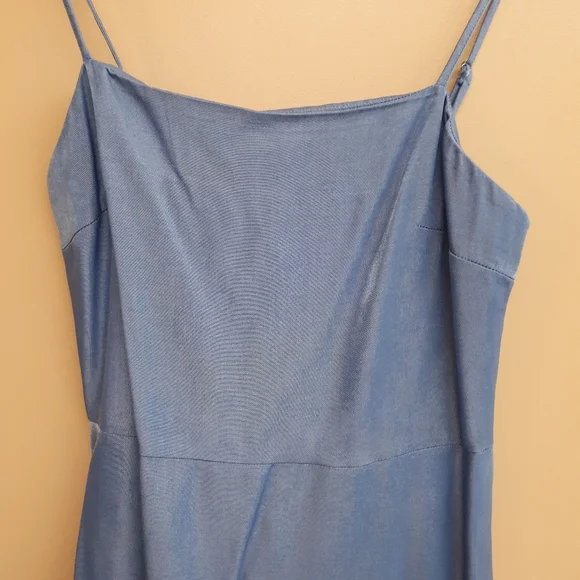 ZAFUL Chambray Smocked Back Mini Cami Dress in Light Blue - Picture 7 of 14